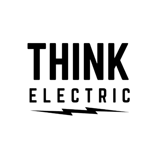 Black text on a transparent background reads "THINK ELECTRIC," with a stylized lightning bolt underlining "ELECTRIC"—perfect for promoting top-tier electrical services in Maricopa County, AZ.
